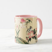 MUG LITTLE BIRD WITH PINK ROSES AND LOTUS FLOWERS (Devant droit)