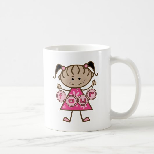 Mug Little Girl 4th Birthday Tshirts et cadeaux (Droite)