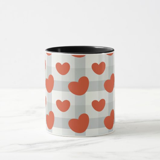 Mug Little red hearts cozy gingham pattern (Centre)