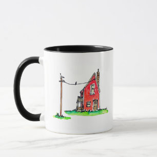 Mug Little Red House avec ligne électrique