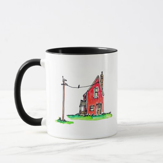 Mug Little Red House avec ligne électrique (Gauche)