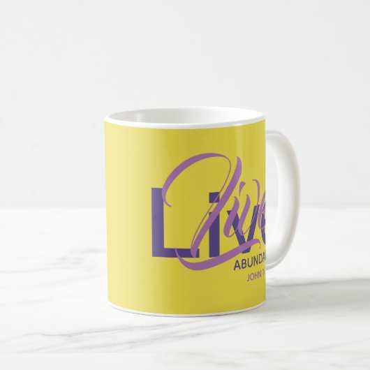Mug Live Abondamment John 10:10 Yellow Custom Scriptur (Devant droit)