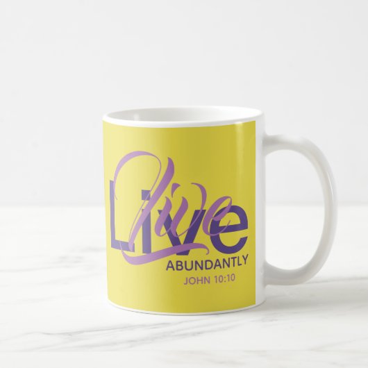 Mug Live Abondamment John 10:10 Yellow Custom Scriptur (Droite)