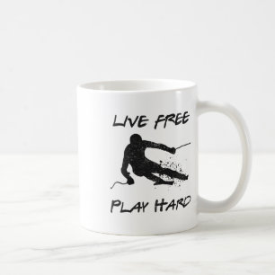 Mug Live Free Jouer Dur Drôle Ski Lover Citation Skier