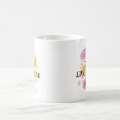 Mug "LIVE IS PINK" is written in a dark (Centre)