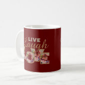 Mug Live, Laugh, Love Rustic Floral on Burgundy (Devant gauche)