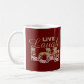 Mug Live, Laugh, Love Rustic Floral on Burgundy (Gauche)