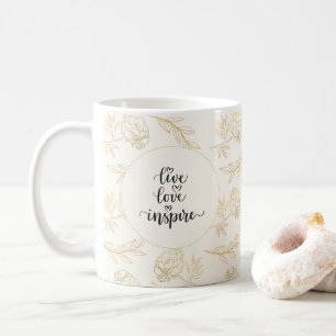 Mug Live Love Inspire Gold Floral