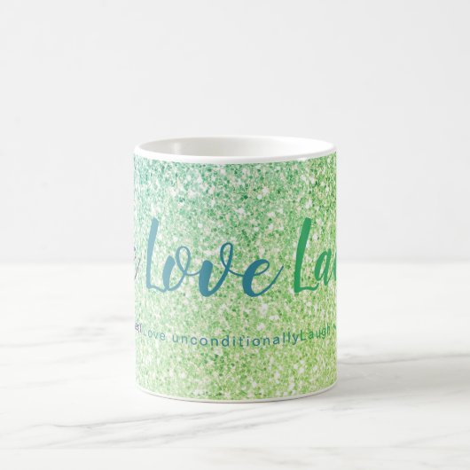 Mug Live Love Laugh Blue Green Parties scintillant Scr (Centre)