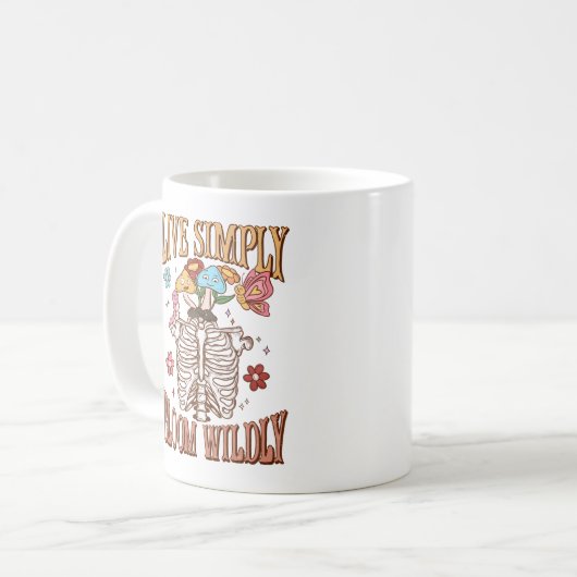 Mug Live Simply, Bloom Wiltly - Skeleton & Champignons (Devant gauche)