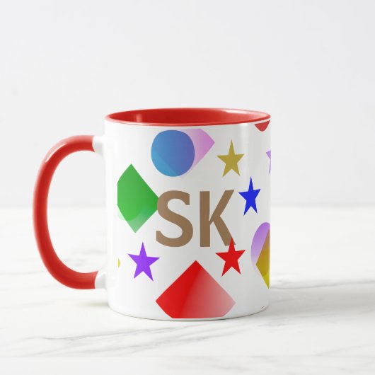 Mug Lively Colorful Stars Circles Squares Personalized (Gauche)