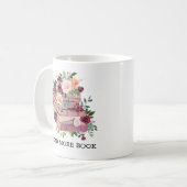 Mug Livre d'aquarelle et citation de lecture Rose (Devant gauche)
