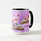 Mug Livre de cœurs rose (Devant droit)