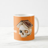 Mug Livre de crâne d'Halloween orange (Devant droit)