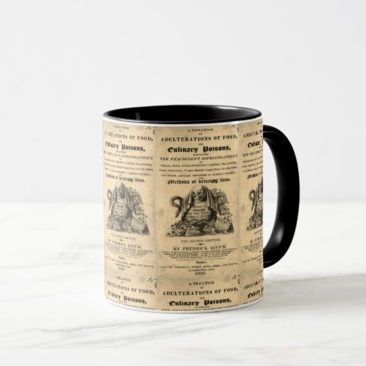 Mug Livre de poisons culinaires de 1820 crâne antique (Devant droit)