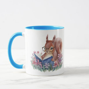 Mug Livre D'Écureuil Dans Un Lit De Fleurs