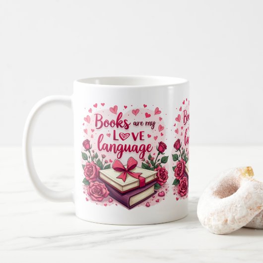 Mug Livre Lover Valentine Romantique Lecture esthétiqu (Avec donut)