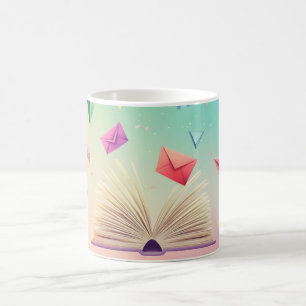 Mug livre ouvert à partir duquel des avions en papier 