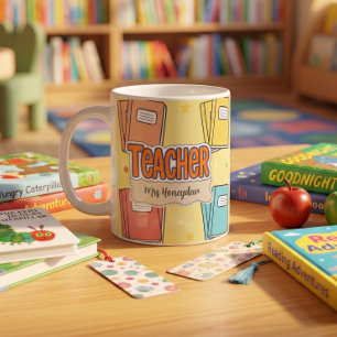 Mug Livre scolaire de professeur jaune motif 