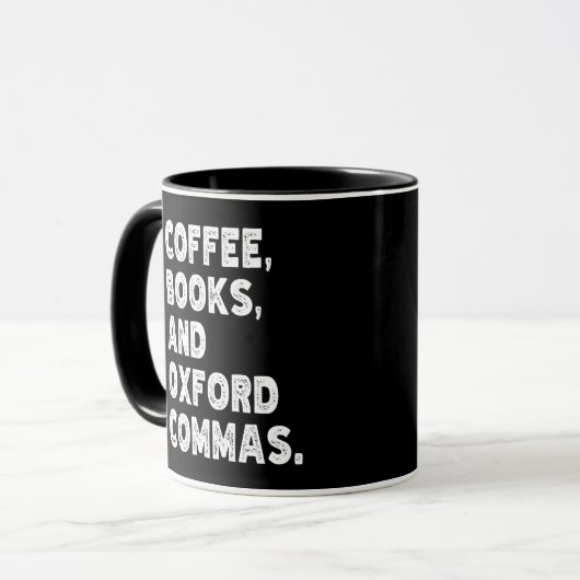 Mug Livres À Café Et Oxford Commas Cool Enseignant Drô (Devant gauche)