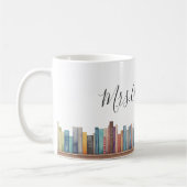 Mug Livres aquarelles colorés Nom de l'enseignant (Gauche)