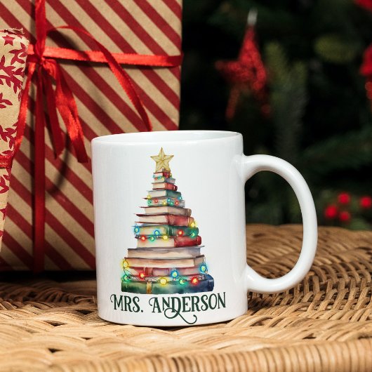 Mug Livres Arbre de Noël Enseignants Livre Aimants Nom