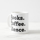 Mug « Livres. Café. Silence. » | Minimaliste (Devant gauche)