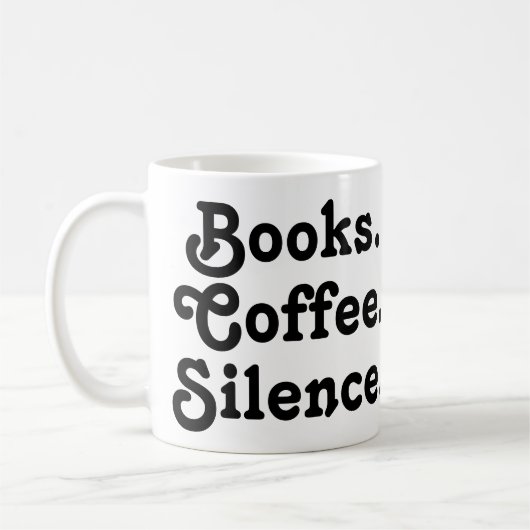 Mug « Livres. Café. Silence. » | Minimaliste (Gauche)