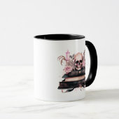 Mug Livres crâniens Halloween Rose rose et gris (Devant droit)