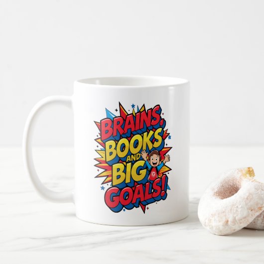 Mug Livres du cerveau et grands objectifs - Amusants R (Avec donut)