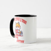 Mug Livres et café et chiens et justice sociale (Devant gauche)