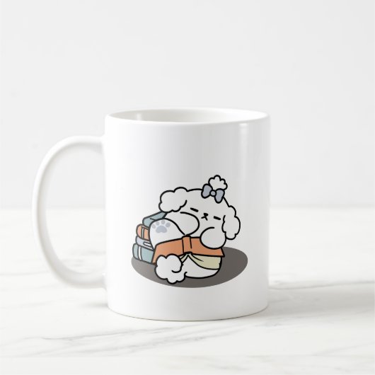 Mug Livres et écorces - Conception de lecture de chien (Gauche)