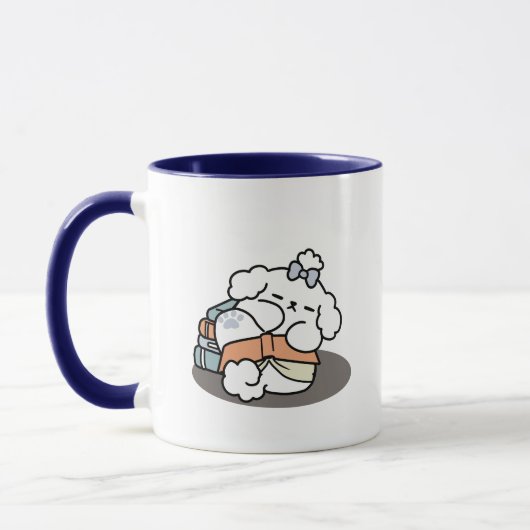 Mug Livres et écorces - Conception de lecture de chien (Gauche)