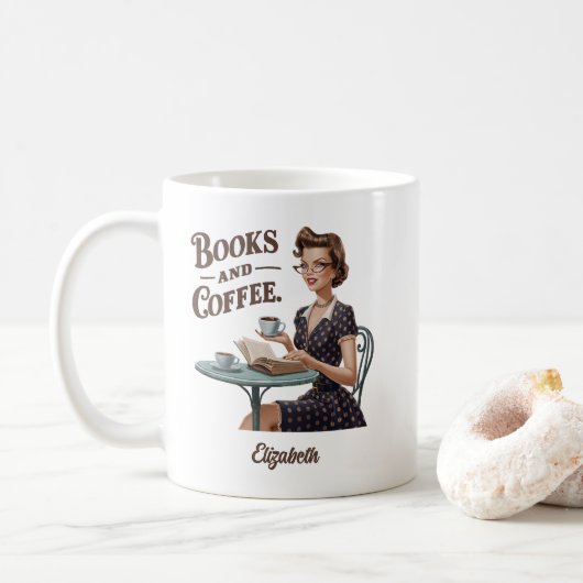 Mug Livres et livre de café Citation de l'auteur (Avec donut)
