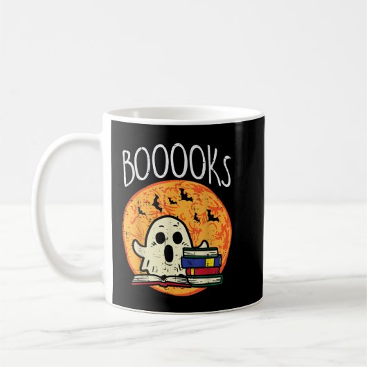 Mug Livres Moon Ghost Halloween Bookworm Librarian Tea (Gauche)