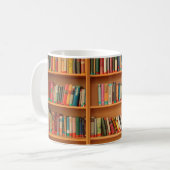 Mug Livres sur Arrière - plan de bibliothèque (Devant gauche)