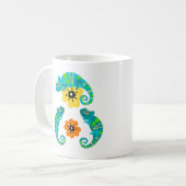 Mug Lizards Aimer Orange & Fleurs Jaunes Tissu Blanc (Devant gauche)