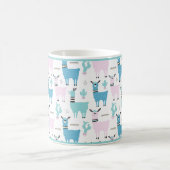 Mug Llama Alapaca animal bleu rose Animaux vert Trim (Centre)