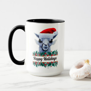 Mug Llama Avec Chapeau Au Père Noël Et Musique De Text