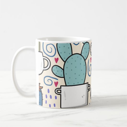 Mug Llama Cactus : Conception sans fil dessinée à la m (Gauche)