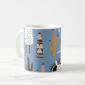 Mug Llama, Cactus, Motif d'éléments à main. (Devant gauche)