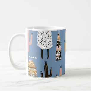Mug Llama, Cactus, Motif d'éléments à main.