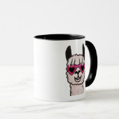 Mug Llama cool avec lunettes de coeur (Devant droit)