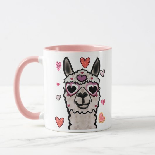 Mug Llama cool avec lunettes de coeur (Gauche)