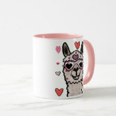 Mug Llama cool avec lunettes de coeur (Devant droit)