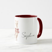 Mug Llama Cream Bow Red Hearts (Devant droit)