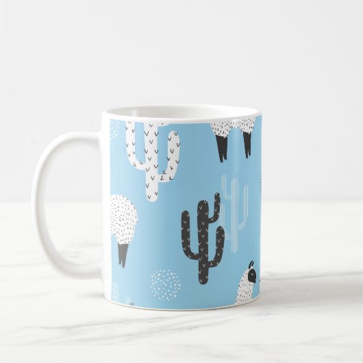 Mug Llama et cactus, motif mignon. (Gauche)