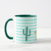 Mug Llama et cactus sur bandes vertes et blanches (Gauche)