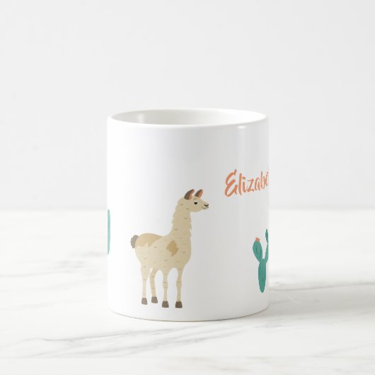 Mug Llama et cactus sur blanc ajouter un nom (Centre)