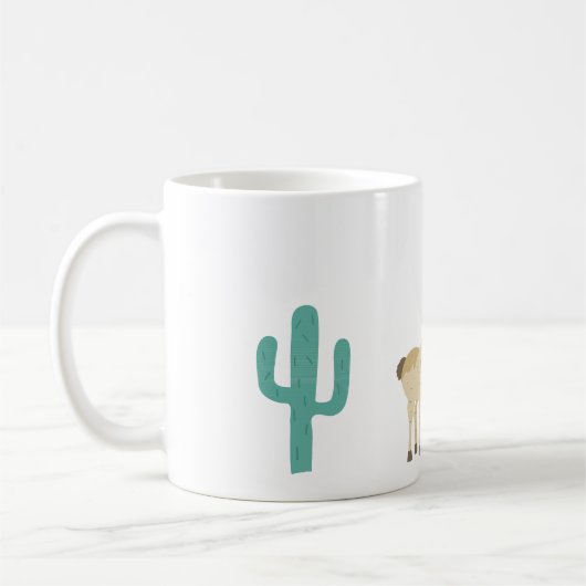 Mug Llama et cactus sur blanc ajouter un nom (Gauche)